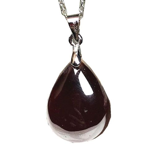 Collier Avec Pendentif En Grenat Rouge Naturel Pour Femme, Perles Ovales, Pierres Précieuses, Chaînes En Argent, Cristal Clair, 19x14x8mm, Aaaaa