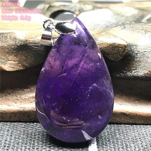 Pendentif Améthyste Violette Naturelle Pour Femmes Et Hommes, Cadeau D'amour, Cristal Clair, Perles Goutte D'eau, Argent, Pierre Porte Bonheur, Bijoux Aaaaa