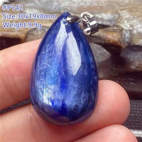 Pendentif Kyanite Bleu Naturel, Bijoux Pour Femmes Et Hommes, Argent, Guérison, Chance, Cristal 30x19x8mm, Perles ¿Il De Chat, Pierre Précieuse Aaaa