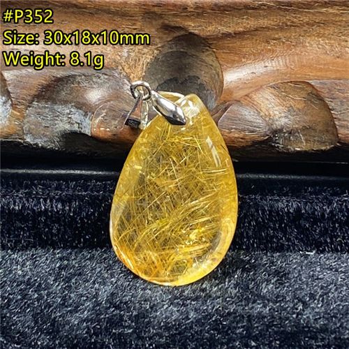 Pendentif En Quartz Rutilé Pour Homme Et Femme, Bijoux En Or Naturel, Pierre De Guérison, 30x18x10mm, Perles En Cristal Argenté, Pierre Précieuse Aaaaa