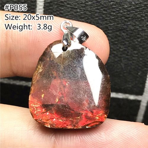 Pendentif Ammolite Rouge En Pierre Naturelle Pour Femmes Et Hommes, 20x5mm, Perles Rectangulaires, Argent, Cristal, Pierre Précieuse Aaaaa