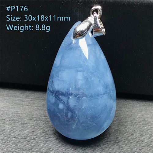 Pendentif En Aigue Marine Transparente Naturelle Pour Homme Et Femme, Collier En Argent, Perle Goutte D'eau, Cristal Bleu, 30x18x11mm, Bijoux Aaaaa