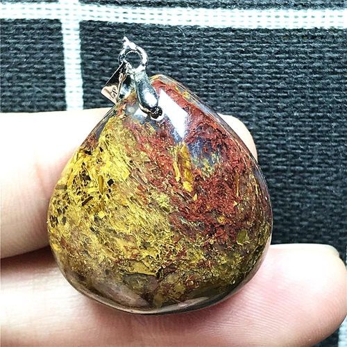 Pendentif Pietersite En Cristal Naturel Pour Homme Et Femme, Bijou En Pierre De Puissance, Couleur Rouge, Jaune, Argent De La Jamaïque, 27x24x9mm, Aaaaa