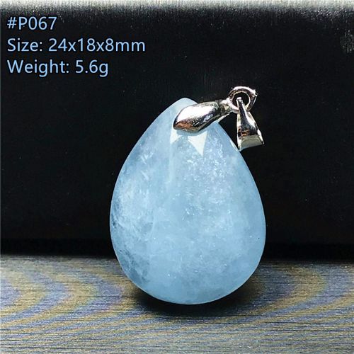 Pendentif En Aigue Marine Bleu Océan Pour Femme Et Homme, Bijoux En Cristal Clair, Goutte D'eau, Perles Ovales, Pierre Précieuse En Argent Aaaaa