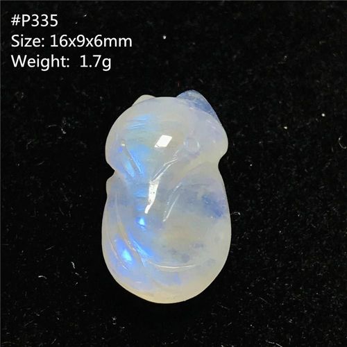 Pendentif En Pierre De Lune Naturelle Sculptée En Renard, Bijoux Pour Femmes Et Hommes, Perles En Cristal Jaune Et Bleu Clair, Aaaaa, 100%