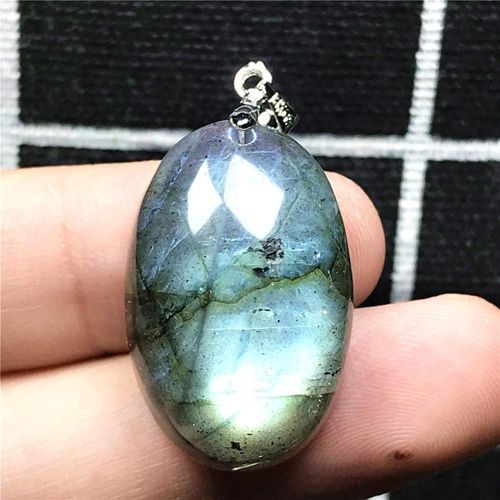 Collier Avec Pendentif En Labradorite Bleue Naturelle Véritable, Bijoux Pour Femmes Et Hommes, En Cristal De 26x17x10mm, Perles Ovales, Pierre En Argent Aaaaa