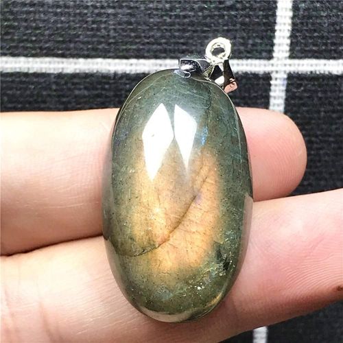Collier Avec Pendentif En Labradorite Naturelle Pour Femme Et Homme, 30x18x12mm, Perles Ovales, Argent, Pierre Aaaaa