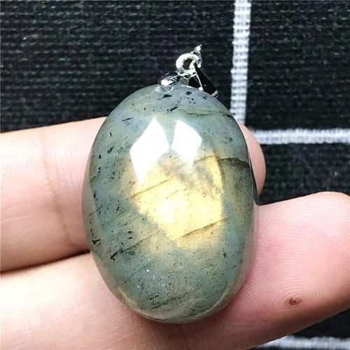 Collier De Perles Naturelles En Labradorite Jaune Pour Homme Et Femme, Pendentif, En Cristal, Ovale, De 26x19x11mm, En Argent, Aaaaa