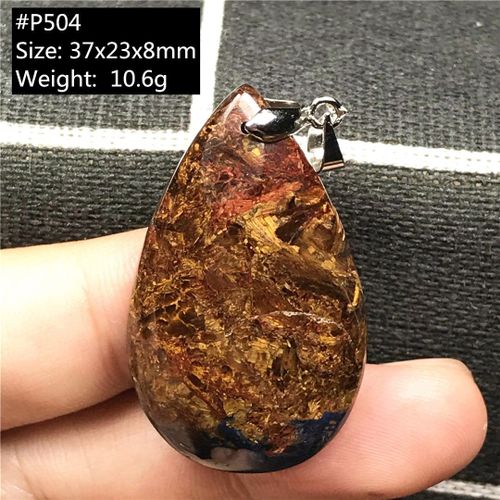 Pendentif Pietersite Naturel Pour Femmes Et Hommes, Bijoux En Cristal Jaune Rouge, Perles De Guérison, Argent De La Zambie, Pierre Énergétique Aaaaa, 37x23x8mm