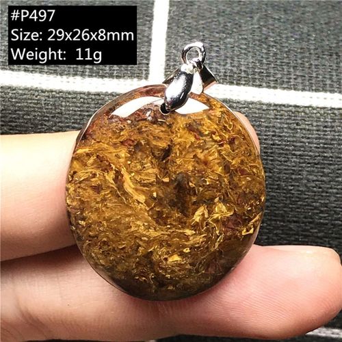 Pendentif Pietersite En Cristal Naturel Jaune Pour Homme Et Femme, Perles En Argent, Pierre Énergétique, Pour La Guérison, 29x26x8mm, Aaaaa