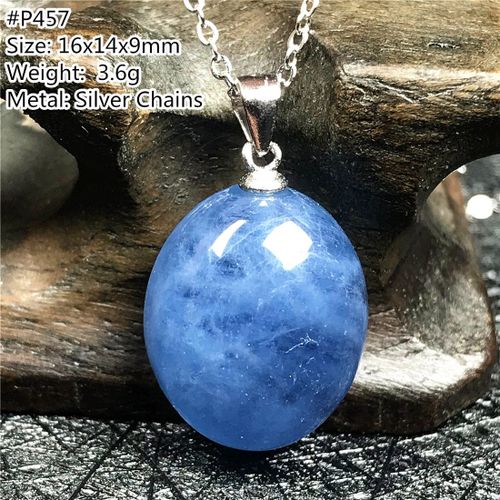 Collier Pendentif En Aigue Marine Bleu Océan Naturel, Bijoux Pour Femmes Et Hommes, Cadeau, Perles Ovales En Cristal, Pierres Précieuses, Chaînes En Argent Aaaaa