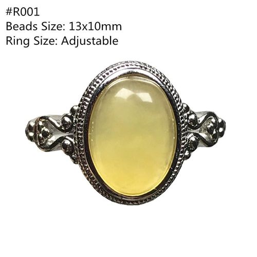 Bague En Cristal Jaune Ambre Naturel, Bijou Pour Femme Et Homme, Cadeau D'amour, Perles Ovales, Pierre Précieuse En Argent, Anneau Réglable Aaaaa