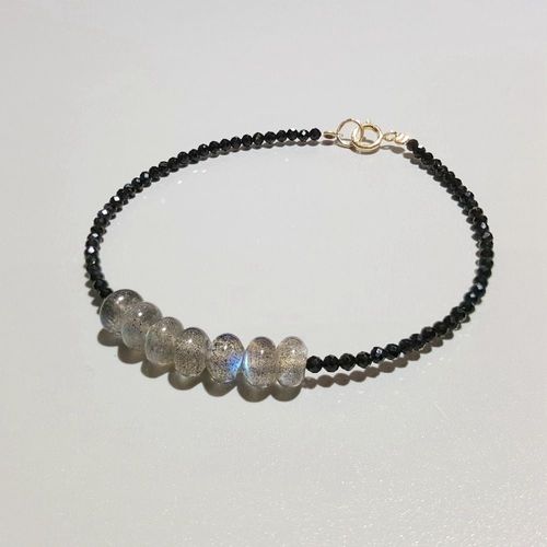 Bijoux Lys Labradorite Bleu Clair, Spinelle Noire, Bracelet En Argent Sterling 925, Bijoux Délicats, Livraison Directe