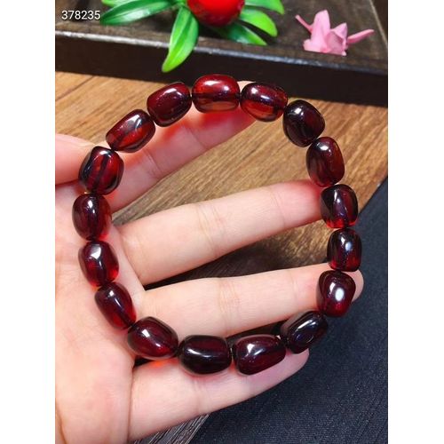 Bracelet De Perles Ovales En Ambre Rouge Sang Naturel, 10x8mm, Pierre De Guérison, Mode Femmes Hommes, Bijoux Aaaaa