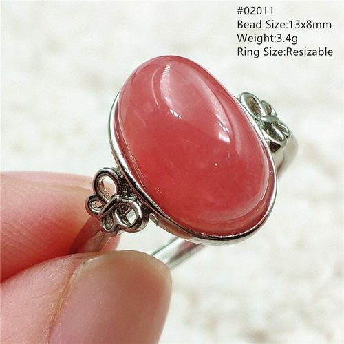 Bague Ovale En Argent Sterling 925 Pour Femme, Bijou En Rhodochrosite, Couleur Rouge, Bijou Transparent, Aaaaa