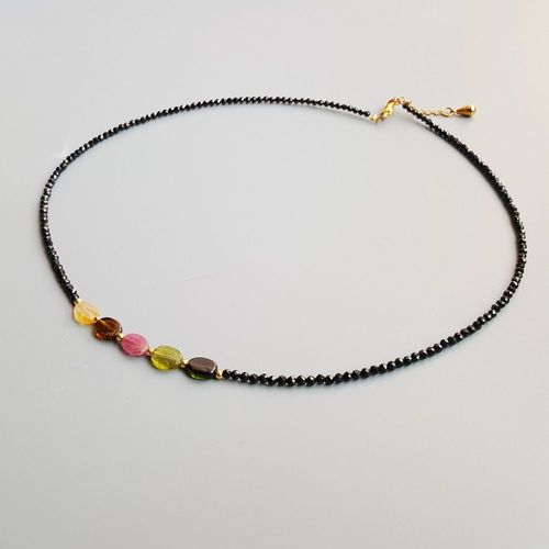 Lily Bijoux Noir Spinelles Tourmalines Perles Or Rempli Collier Pierre Naturelle Bijoux Populaires Pour Les Femmes Beau Cadeau 40 43cm