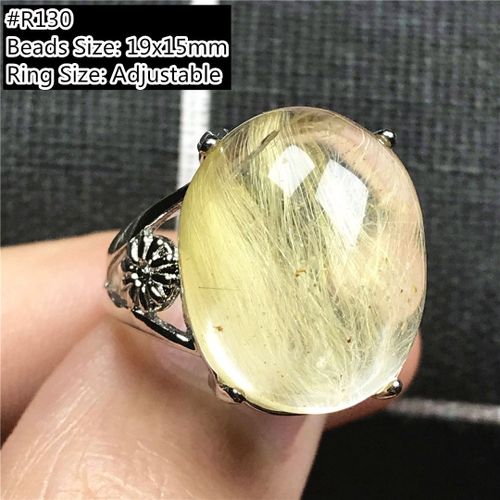 Grande Bague En Quartz Rutilé En Or Naturel, Pour Femmes Et Hommes, Perles Porte Bonheur, Cristal De Richesse, Pierre Précieuse Ajustable, Bijoux Aaaaa