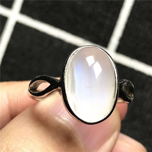Bague En Pierre De Lune Bleue Naturelle Pour Femme Et Homme, En Cristal Et Argent, Perles Ovales, Taille Ajustable, Cadeau D'amour, 14x10mm, Aaaaa