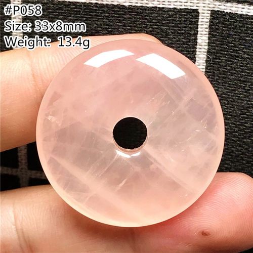 Pendentif En Quartz Rose Naturel, Boucle De Paix Pour Femme Et Homme, Perles Rondes En Cristal 33x8mm, Bijoux En Pierres Précieuses De Madagascar Aaaaa