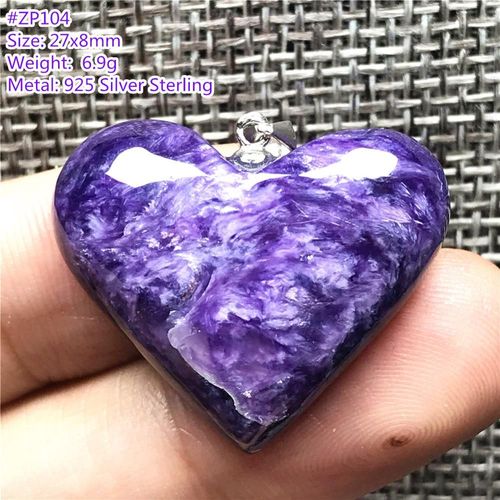 Pendentif En Forme De C¿Ur Violet Pour Femme Et Homme, Perle De Cristal Porte Bonheur, Pierre En Argent Sterling 925 Aaaaa