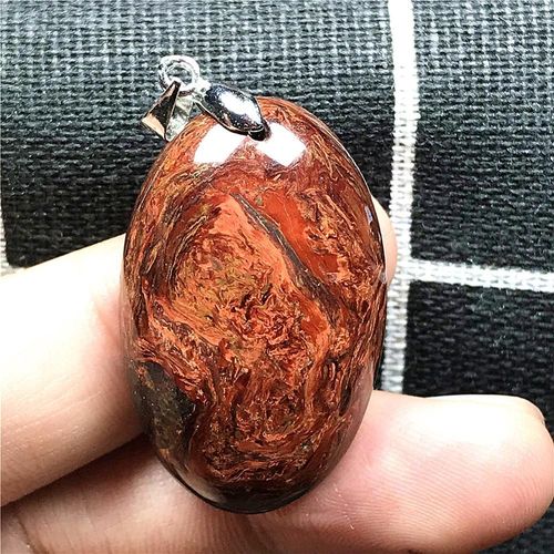 Pendentif Pietersite Rouge Naturel, Bijoux Pour Femme Et Homme En Cristal 33x21x9mm, Perles En Argent De La Zambie, Pierre D'énergie, Aaaaa