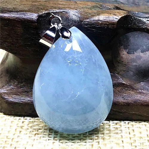Collier Pendentif En Aigue Marine Bleu Océan Pour Homme Et Femme, Perles En Cristal De 24x18x9mm, Goutte D'eau En Argent, Bijoux En Pierre Aaaaa