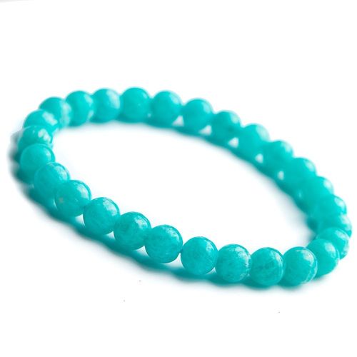 Bracelets En Amazonite Verte Naturelle Véritable Pour Hommes Et Femmes, 7mm, Perles Rondes De Guérison Extensibles En Cristal, Bijoux Aaaa