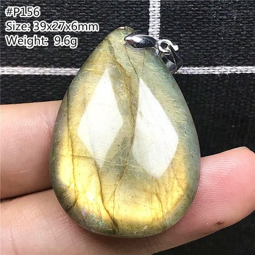 Pendentif En Labradorite Jaune Et Bleue Naturelle, Bijoux Pour Femmes Et Hommes, Perles Porte Bonheur De Guérison, Pierre De Lune En Argent, Aaaaa