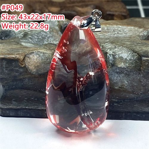 Pendentif À Quartz Fantôme Rouge En Limonite Naturelle Pour Femmes Et Hommes, Perles De Guérison, Cristal Clair, Argent, Pierres Précieuses Rares, Aaaaa