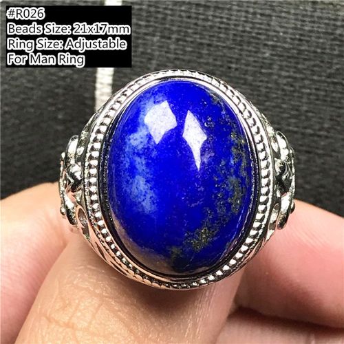 Haut Naturel Bleu Royal Lapis Lazuli Anneau Bijoux Pour Homme Bague Argent Richesse Chance Amour Chance Perles Pierre Gemme Réglable Anneau Aaaaa
