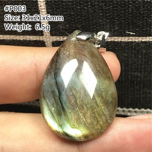 Pendentif En Labradorite Naturelle Jaune Bleu Clair Pour Femmes Et Hommes, Perles De Guérison En Cristal, Porte Bonheur, Amour, Pierre De Lune, Bijoux Aaaaa