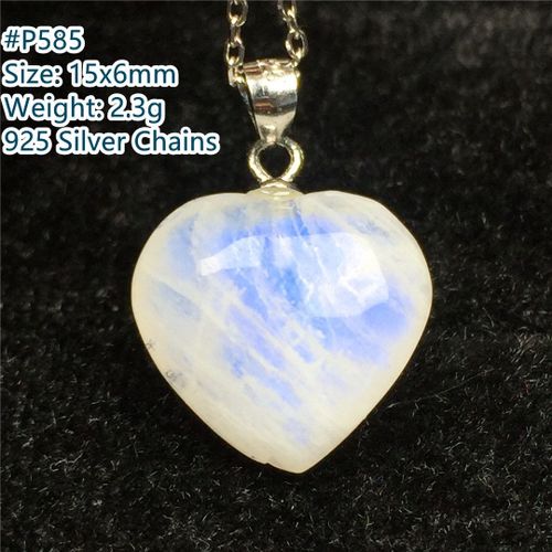 Pendentif En Pierre De Lune En Forme De C¿Ur, Bijou Pour Femme Et Homme, Perles En Cristal Bleu Clair, Chaînes En Argent 925, Aaaaa
