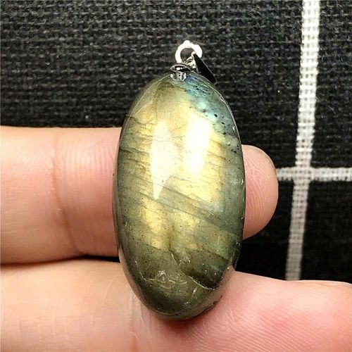 Pendentif En Labradorite Jaune Naturelle Pour Femme Et Homme, Bijoux En Cristal, Perles En Forme D'¿Uf, Pierre De Lune, 27x14x10mm, Aaaaa