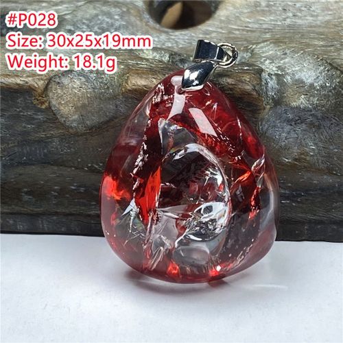 Pendentif À Quartz Fantôme En Limonite Rouge Naturelle Pour Femmes Et Hommes, 30x25x19mm, Perles En Cristal Clair, Argent, Pierre Précieuse Rare, Cadeau De Guérison