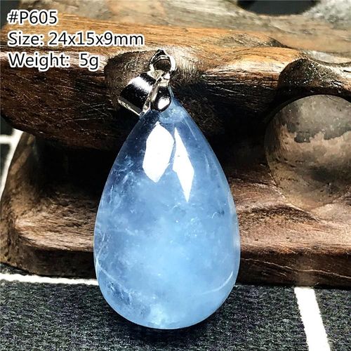Pendentif En Aigue Marine Bleu Océan Véritable, Bijoux Pour Femme Et Homme, Perles En Cristal Clair, Argent, Goutte D'eau, Pierre Précieuse Aaaaa