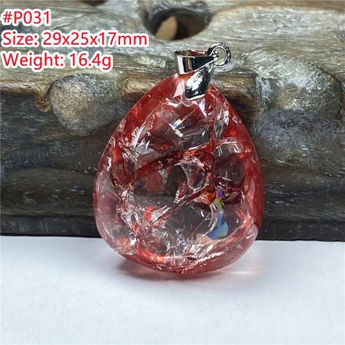 Pendentif À Quartz Fantôme Rouge En Limonite Naturelle Pour Femmes Et Hommes, Pierres Précieuses Rares En Cristal Clair Et Argent, Cadeau De Guérison, 29x25x17mm