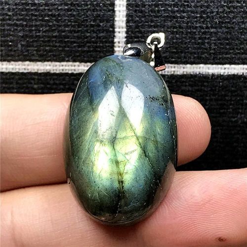 Pendentif En Labradorite Jaune Clair Naturelle, Bijoux Pour Femmes Et Hommes, En Cristal 29x20x12mm, Perles En Forme D'¿Uf, Pierre De Lune Aaaaa