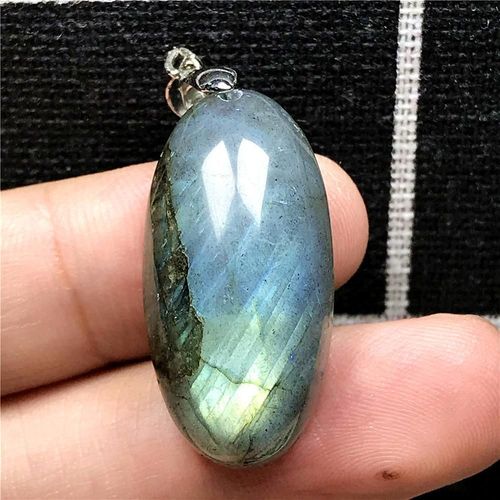 Pendentif En Labradorite Naturelle Jaune Et Bleu, Bijoux Pour Femmes Et Hommes, Cristal 29x15x11mm, Perles Ovales En Forme D'¿Uf, Pierre De Lune Aaaaa