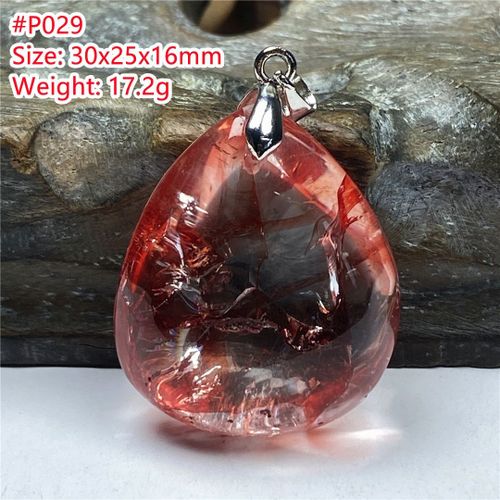 Pendentif À Quartz Fantôme En Limonite Rouge Naturelle Pour Femmes Et Hommes, 30x25x16mm, Perles En Cristal Clair, Argent, Pierre Précieuse Rare, Cadeau De Guérison