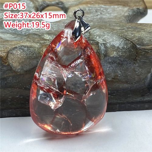 Pendentif En Quartz Fantôme Rouge Et Limonite Naturelle Pour Femmes Et Hommes, Perles De 37x26x15mm, Cristal Clair, Argent, Pierre Précieuse Rare Aaaaa