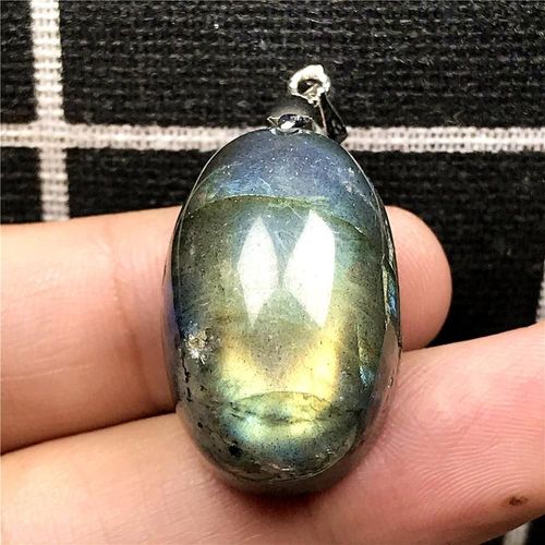 Pendentif En Labradorite Jaune Naturelle Pour Femme Et Homme, 25x17x14mm, Perles En Forme D'¿Uf, Pierre De Lune, Aaaaa