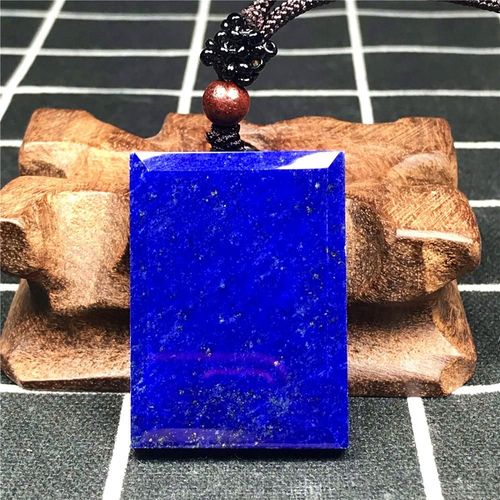 Collier En Lapis Lazuli Bleu Royal Pour Hommes Et Femmes, Pendentif En Pierre Rectangulaire, Perles De 40x29x6mm, Corde Réglable, Aaaaa