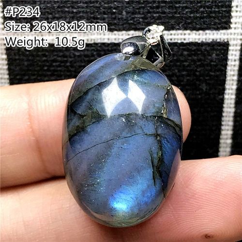 Pendentif En Labradorite Bleue Naturelle Véritable, Bijoux Pour Femmes Et Hommes, Cristal Argent, Perles Ovales, Pierre De Lune, 26x18x12mm, Aaaaa