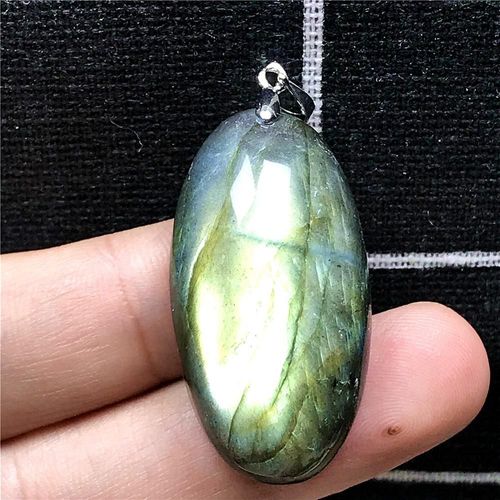 Pendentif En Labradorite Jaune Naturelle Pour Femme Et Homme, Bijoux En Cristal, Perles En Forme D'¿Uf, Pierre De Lune, 36x19x11mm, Aaaaa
