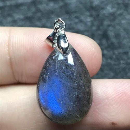 Pendentif En Labradorite Naturelle Pour Homme Et Femme, En Cristal De Lumière Bleue, Perles En Pierre De Lune, Argent, À La Mode, 21x15x7mm, Aaaaa