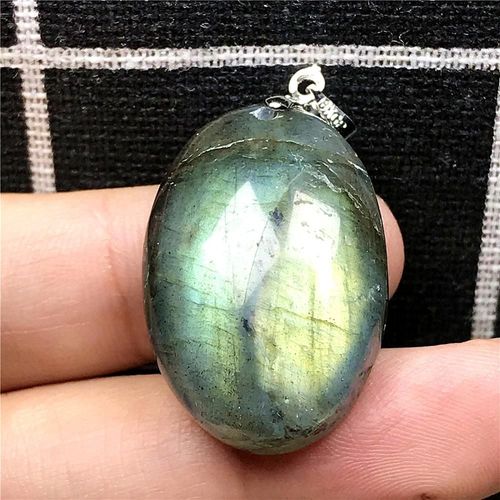 Pendentif En Labradorite Naturelle Pour Femme Et Homme, Bijou En Cristal, En Forme D'¿Uf, Pierre De Lune, Taille 29x20x10mm, Aaaaa