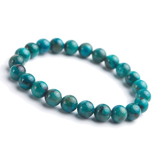 Bracelet En Malachite Verte Naturelle De 8mm, Bijoux Pour Femmes Et Hommes, Chrysocolla En Cristal, Perles Rondes D'amour, Brins Extensibles, Aaaaa