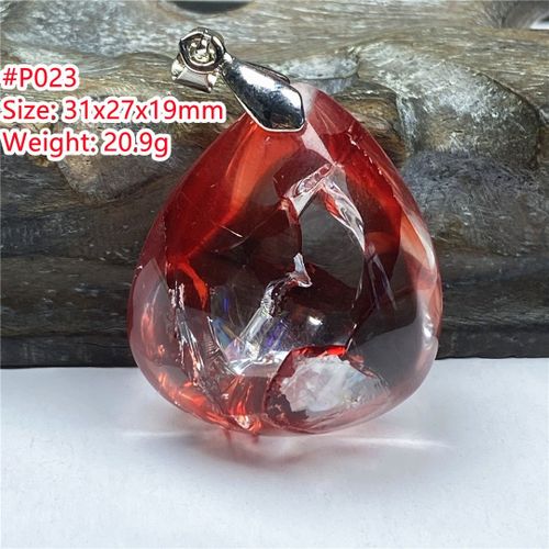 Pendentif En Quartz Fantôme Rouge Et Limonite Naturelle Pour Homme Et Femme, Perles De 31x27x19mm, Cristal Clair, Argent, Pierre Précieuse Rare, Aaaaa