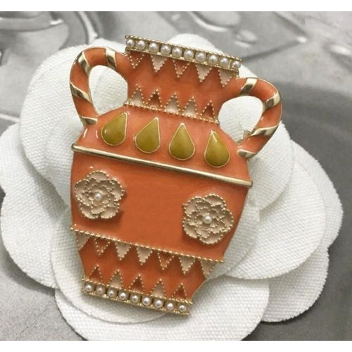 Broche De Jardinière En Résine, Bijoux Pour Femmes, Vase En Émail Coloré, Broches De Fête, Fine, Orange, Rose, Tendance