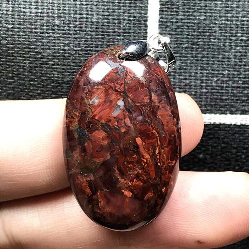 Pendentif Pietersite En Pierre Ovale Rouge Naturelle Pour Femme Et Homme, Bijoux En Cristal De 32x20x6mm, Perles Énergétiques En Argent De La Jamaïque, Aaaaa